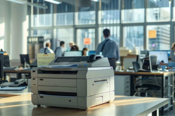 A traditional fax machine that has been mostly replaced by a software tool for online faxing